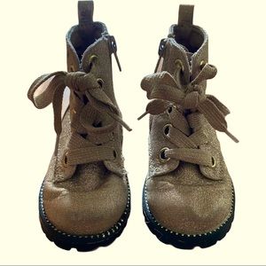 Cynthia Rowley Glitter Gold Lace-up Boots Size 6